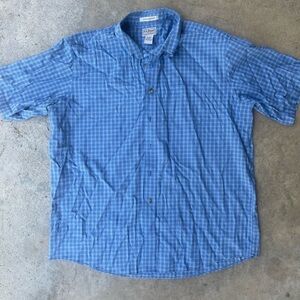 LL Bean Blue Plaid Traditional Fit Short Sleeve Button Up Shirt Men’s XL